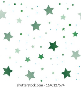 Light Blue, Green vector seamless template with sky stars. Stars on blurred abstract background with gradient. The template can be used as a background.
