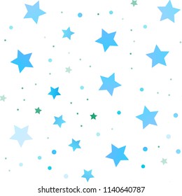 Light Blue, Green vector seamless background with colored stars. Blurred decorative design in simple style with stars. The pattern can be used for new year ad, booklets.