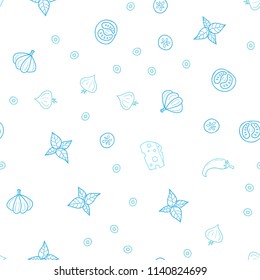 Light Blue, Green vector seamless background with tasty food. Beautiful colored illustration with food in doodle style. Design for ad, poster, banner of cafes or restaurants.