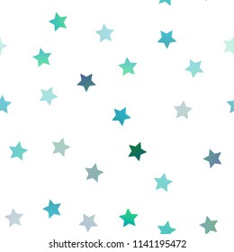 Light Blue, Green vector seamless cover with small and big stars. Shining colored illustration with stars. The pattern can be used for wrapping gifts.