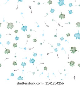 Light Blue, Green vector seamless doodle template. A vague abstract illustration with leaves in doodles style. Brand new style for your business design.