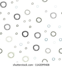 Light Blue, Green vector seamless layout with circle shapes. Glitter abstract illustration with blurred drops of rain. Pattern can be used as texture of wallpapers.