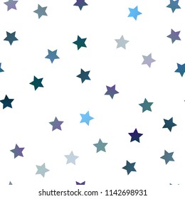 Light Blue, Green vector seamless template with sky stars. Blurred decorative design in simple style with stars. Smart design for your business advert.