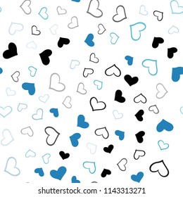 Light Blue, Green vector seamless texture with lovely hearts. Decorative shining illustration with hearts on abstract template. Pattern for marriage gifts, congratulations.