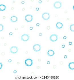 Light Blue, Green vector seamless background with bubbles. Abstract illustration with colored bubbles in nature style. Pattern can be used for beautiful websites.