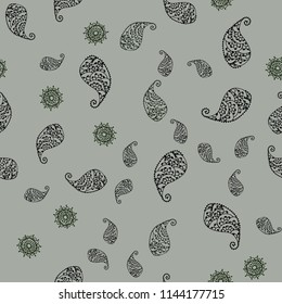 Light Blue, Green vector seamless abstract backdrop with leaves and flowers. Illustration with doodles on abstract template. Brand new style for your business design.