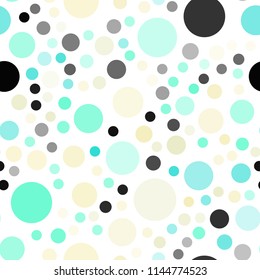 Light Blue, Green vector seamless texture with disks. Blurred bubbles on abstract background with colorful gradient. Beautiful design for your business advert.