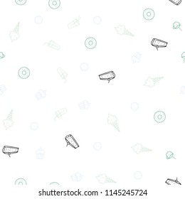 Light Blue, Green vector seamless cover with cuisine gourmet. Beautiful colored illustration with food in doodle style. Pattern for menu of cafes, bars, restaurants.