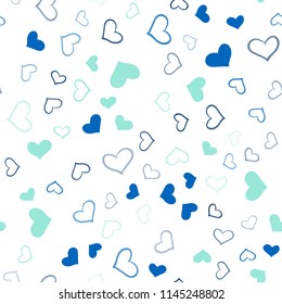 Light Blue, Green vector seamless layout with sweet hearts. Illustration with hearts in love concept for valentine's day. Pattern for marriage gifts, congratulations.