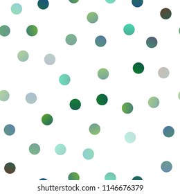 Light Blue, Green vector seamless background with dots. Blurred bubbles on abstract background with colorful gradient. Beautiful design for your business natural advert.