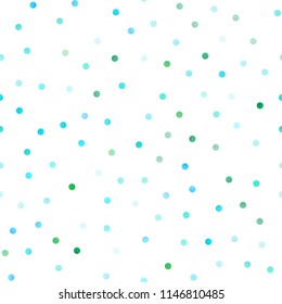 Light Blue, Green vector seamless pattern with spheres. Blurred decorative design in abstract style with bubbles. The pattern can be used for aqua ad, booklets.