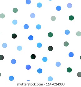 Light Blue, Green vector seamless template with circles. Blurred decorative design in abstract style with bubbles. Completely new template for your brand book.