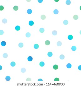Light Blue, Green vector seamless template with circles. Beautiful colored illustration with blurred circles in nature style. New design for ad, poster, banner of your website.