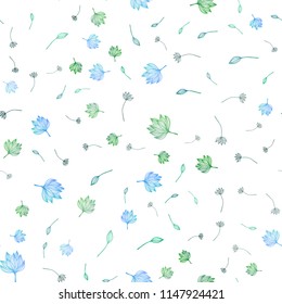 Light Blue, Green vector seamless doodle layout. leaves on elegant natural pattern with gradient. Brand new style for your business design.