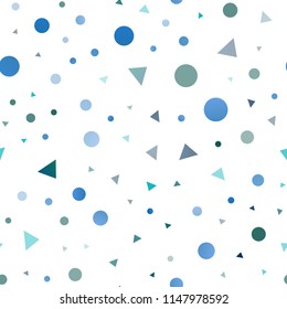 Light Blue, Green vector seamless texture in triangular style with circles. Beautiful illustration with circles, triangles in nature style. Design for textile, fabric, wallpapers.