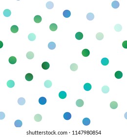 Light Blue, Green vector seamless layout with circle shapes. Illustration with set of shining colorful abstract circles. The pattern can be used for ads, leaflets of liquid.