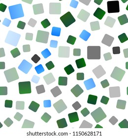 Light Blue, Green vector seamless template with crystals, rectangles. Decorative design in abstract style with rectangles. Pattern can be used for websites.