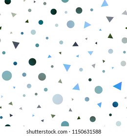 Light Blue, Green vector seamless layout with circles, lines. Glitter abstract illustration with spheres, triangular lines. Template for business cards, websites.