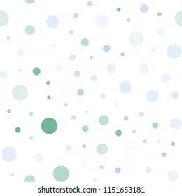 Light Blue, Green vector seamless background with bubbles. Blurred bubbles on abstract background with colorful gradient. Pattern for design of fabric, wallpapers.