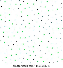 Light Blue, Green vector seamless layout with circle shapes. Glitter abstract illustration with blurred drops of rain. Template for business cards, websites.
