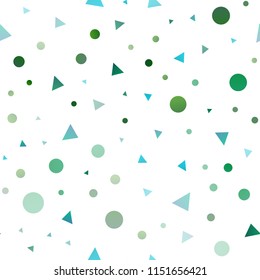 Light Blue, Green vector seamless background with triangles, circles. Modern abstract illustration with colorful dots, lines. Trendy design for wallpaper, fabric makers.