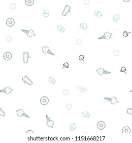 Light Blue, Green vector seamless pattern with fresh ingredients. Fast Food on blurred abstract background with colorful gradient. Design for ad, poster, banner of cafes or restaurants.