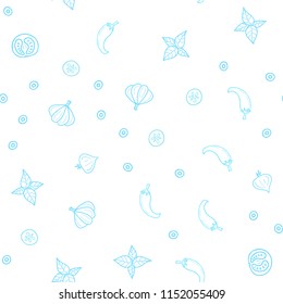 Light Blue, Green vector seamless texture with delicious snacks. Beautiful colored illustration with food in doodle style. Pattern for ad, booklets, leaflets of restaurants.