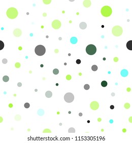 Light Blue, Green vector seamless layout with circle shapes. Glitter abstract illustration with blurred drops of rain. Trendy design for wallpaper, fabric makers.