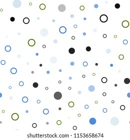 Light Blue, Green vector seamless texture with disks. Blurred bubbles on abstract background with colorful gradient. Design for textile, fabric, wallpapers.