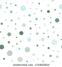 Light Blue, Green vector seamless template with circles. Modern abstract illustration with colorful water drops. Design for textile, fabric, wallpapers.
