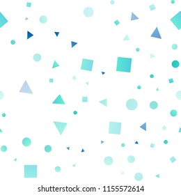 Light Blue, Green vector seamless template with crystals, circles, squares. Illustration with colorful circles, triangles, rectangles. Trendy design for wallpaper, fabric makers.