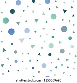 Light Blue, Green vector seamless cover in polygonal style with circles. Abstract gradient illustration with circles, triangles. Pattern for trendy fabric, wallpapers.