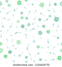 Light Blue, Green vector seamless doodle backdrop. Sketchy doodles with leaves on white background. Brand new style for your business design.