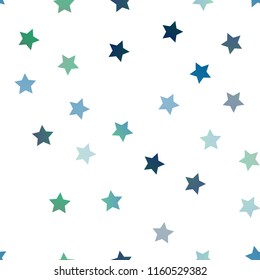 Light Blue, Green vector seamless layout with bright stars. Shining colored illustration with stars. Best design for your ad, poster, banner.