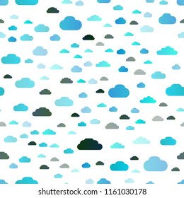Light Blue, Green vector seamless cover with clouds. Illustration in abstract style with colorful clouds. Pattern for design of window blinds, curtains.