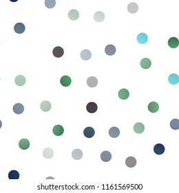 Light Blue, Green vector seamless texture with disks. Abstract illustration with colored bubbles in nature style. The pattern can be used for ads, leaflets of liquid.