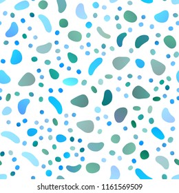 Light Blue, Green vector seamless background with bubbles. Glitter abstract illustration with blurred drops of rain. Template for business cards, websites.