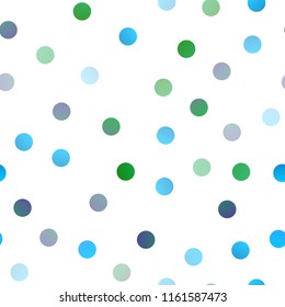 Light Blue, Green vector seamless background with dots. Abstract illustration with colored bubbles in nature style. The pattern can be used for beautiful websites.