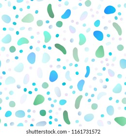 Light Blue, Green vector seamless pattern with spheres. Modern abstract illustration with colorful water drops. Pattern for trendy fabric, wallpapers.