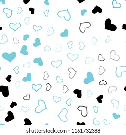 Light Blue, Green vector seamless texture with lovely hearts. Hearts on blurred abstract background with colorful gradient. Template for Valentine's greeting postcards.
