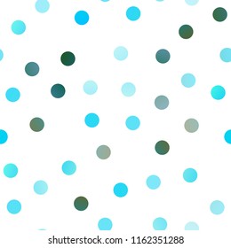 Light Blue, Green vector seamless texture with disks. Glitter abstract illustration with blurred drops of rain. New design for ad, poster, banner of your website.