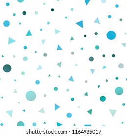 Light Blue, Green vector seamless texture in triangular style with circles. Illustration with set of colorful circles, triangles. Pattern for trendy fabric, wallpapers.