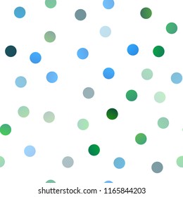 Light Blue, Green vector seamless layout with circle shapes. Modern abstract illustration with colorful water drops. Completely new template for your brand book.