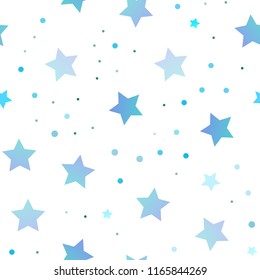 Light Blue, Green vector seamless template with sky stars. Decorative shining illustration with stars on abstract template. The template can be used as a background.