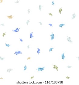 Light Blue, Green vector seamless elegant wallpaper with leaves. Brand new colored illustration in blurry style with leaves. Pattern for design of window blinds, curtains.