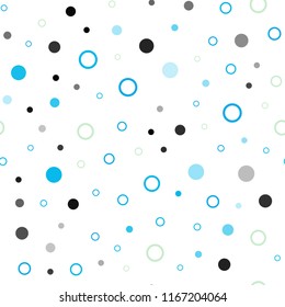 Light Blue, Green vector seamless background with bubbles. Blurred decorative design in abstract style with bubbles. Pattern for design of window blinds, curtains.