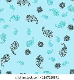 Light Blue, Green vector seamless abstract design with leaves and flowers. Creative illustration in blurred style with leaves, flowers. Completely new design for your business.