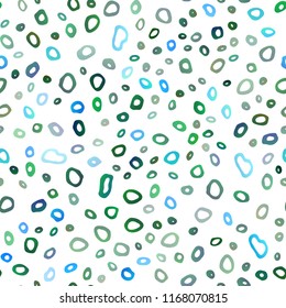 Light Blue, Green vector seamless cover with circles. Glitter abstract illustration with blurred drops of rain. Pattern for trendy fabric, wallpapers.