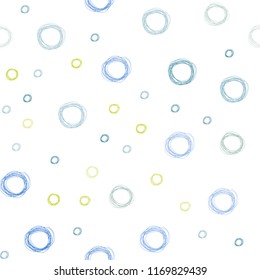 Light Blue, Green vector seamless texture with disks. Blurred decorative design in abstract style with bubbles. Completely new template for your brand book.