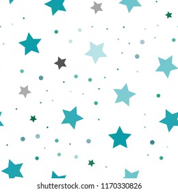 Light Blue, Green vector seamless background with colored stars. Glitter abstract illustration with colored stars. The pattern can be used for wrapping gifts.